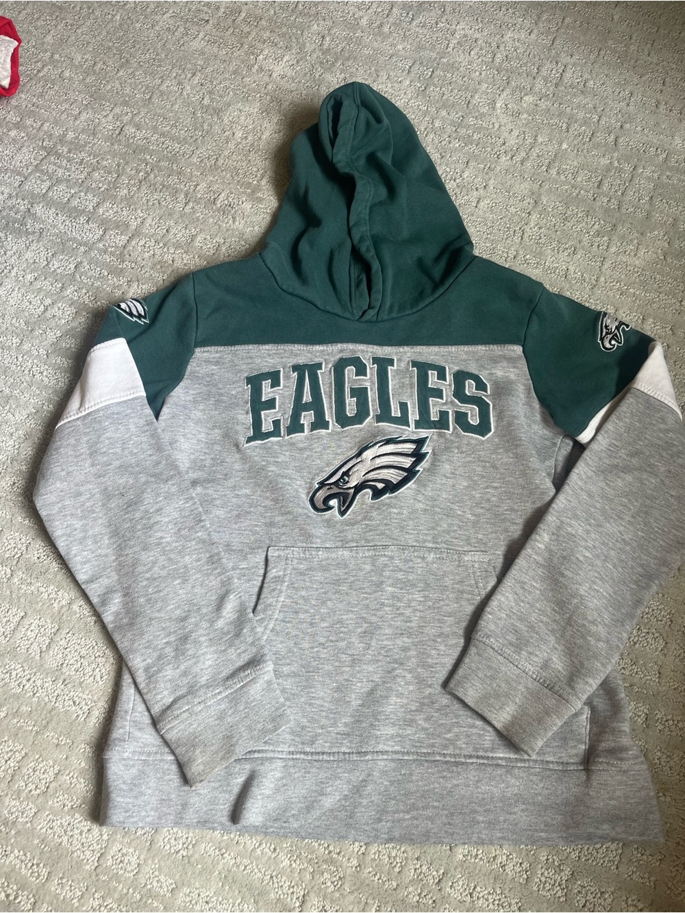 NFL Philadelphia Eagles Gray and Midnight Green Pullover Hoodie | Boys M
